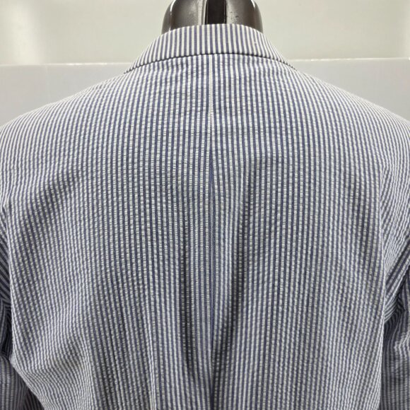 Chaps Blazer Mens 48L Blue Striped Seersucker Cotton Preppy Sport Coat Jacket - Picture 4 of 16